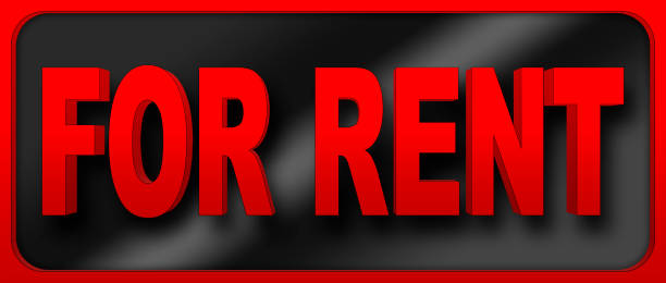 istock Stock Illustration - Large Red Text: FOR RENT, 3D Illustration, Black Background. 927764078