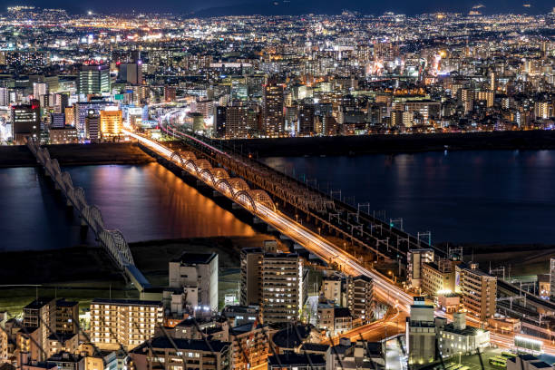 istock Aerial view of Osaka Skyline at sunset 927764130