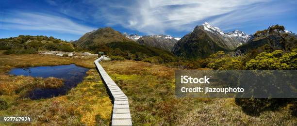 Key Summit In Fiordland National Park New Zealand Stock Photo - Download Image Now - Routeburn Track, New Zealand, Footpath