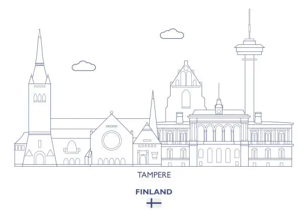 Vector illustration of Tampere City Skyline, Finland