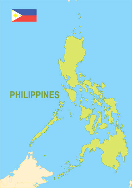 ilustrações, clipart, desenhos animados e ícones de mapa plano das filipinas com bandeira - philippines map manila philippines flag