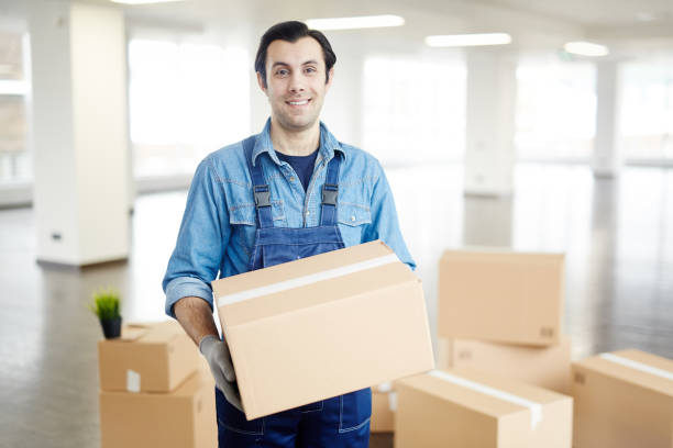 Delivering boxes stock photo