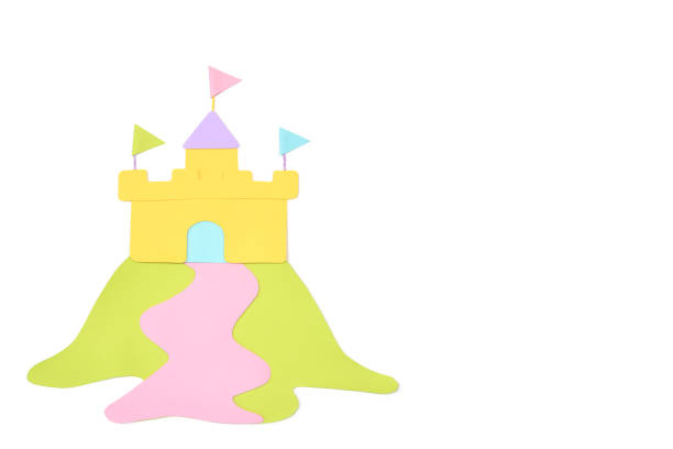 istock Castle on the hill paper cut on white background 927780822