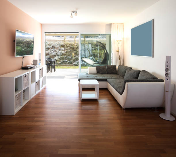istock Living room with window and garden view. 927780996