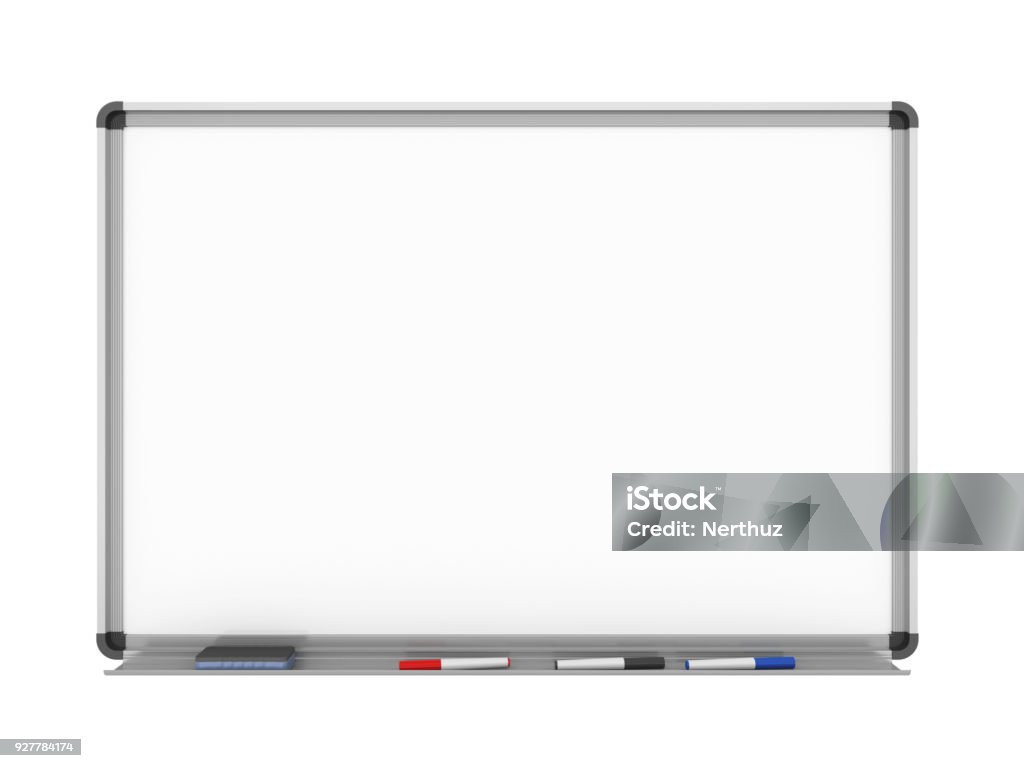 Blank Whiteboard Blank Whiteboard isolated on white background. 3D render Whiteboard - Visual Aid Stock Photo