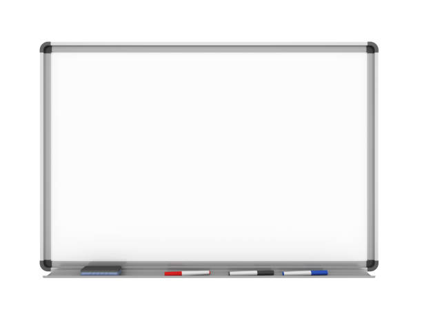 Blank Whiteboard Blank Whiteboard isolated on white background. 3D render whiteboard visual aid stock pictures, royalty-free photos & images