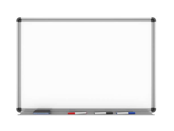 Blank Whiteboard Blank Whiteboard isolated on white background. 3D render whiteboard stock pictures, royalty-free photos & images