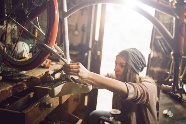 istock Bike and a woman 927792368
