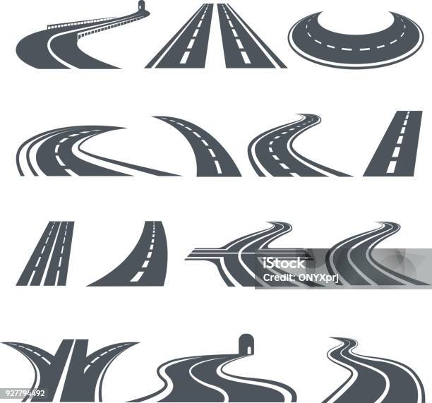 Ilustración de Símbolos Estilizados De Carretera Y Autopista Fotos De Diseño De Logotipo y más Vectores Libres de Derechos de Vía