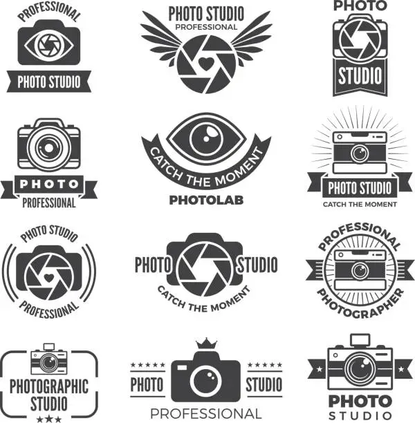 Vector illustration of Logotypes and symbols of photo studios