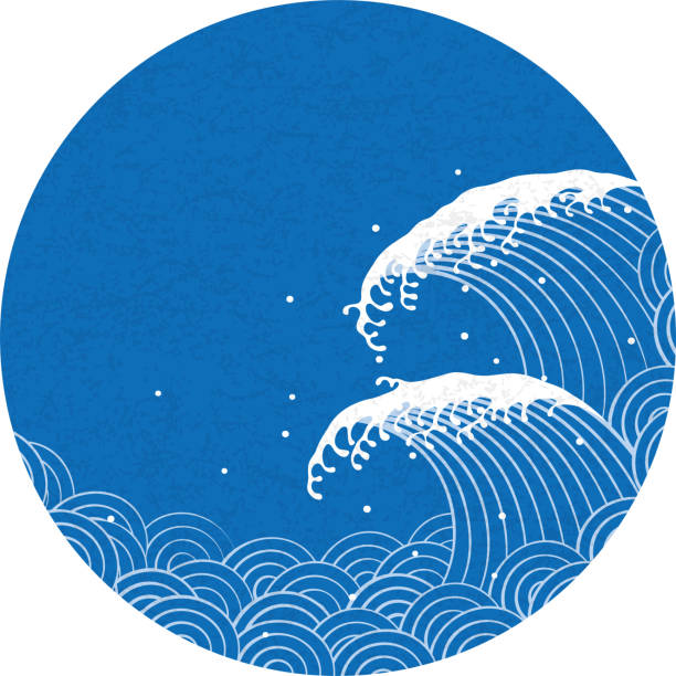 wave. pattern of Japanese style. Japanese style background image nihonga stock illustrations