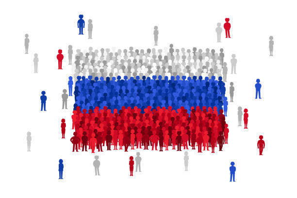 istock Vector Russia state flag formed by crowd of cartoon people 927803222