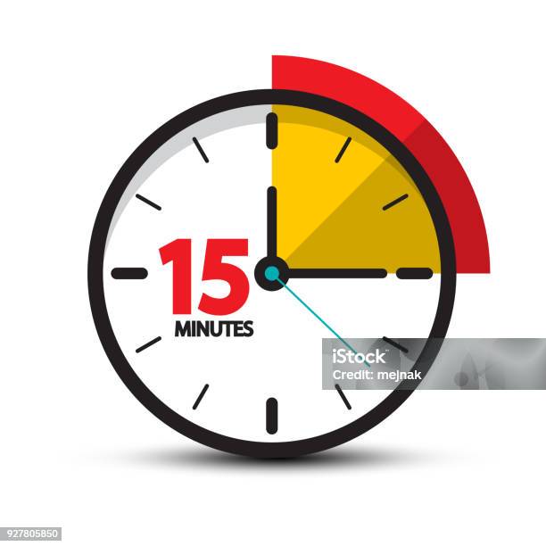 15 Minutenuhrsymbol Stock Vektor Art und mehr Bilder von Uhr - Uhr, Zahl 15, Minutenzeiger