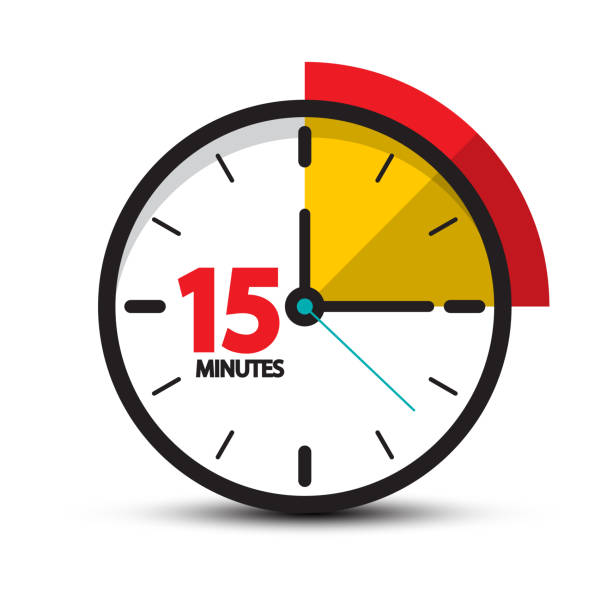 15 Minutes Clock Icon vector art illustration