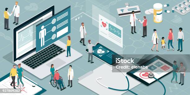 Healthcare And Technology Stock Illustration - Download Image Now - Healthcare And Medicine, Technology, Data