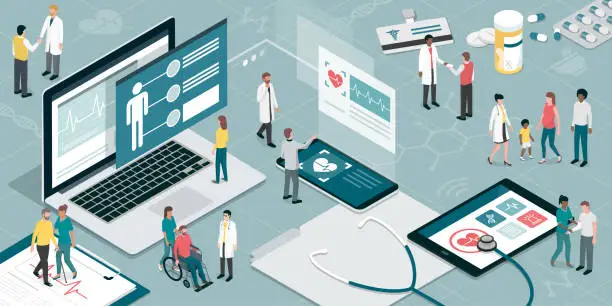 Vector illustration of Healthcare and technology