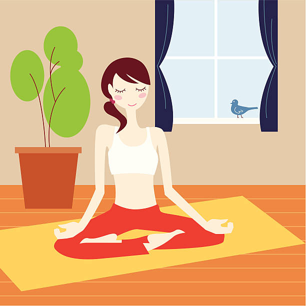 Girl doing yoga vector art illustration