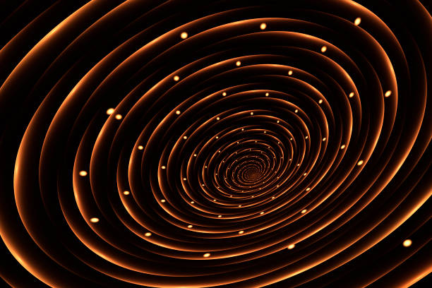 Abstract glowing golden spiral on a black background. Fractal