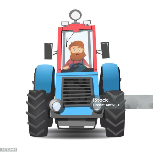 A Bearded Farmer In A Tractor Stock Illustration - Download Image Now -  Tractor, Front View, Vector - iStock