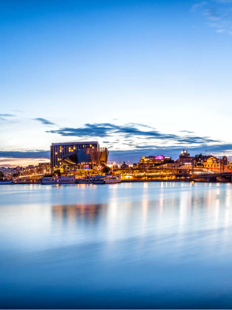 istock Stockholm sunset skyline panorama with City Hall 927840644