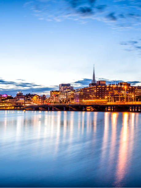 istock Stockholm sunset skyline panorama with City Hall 927840726
