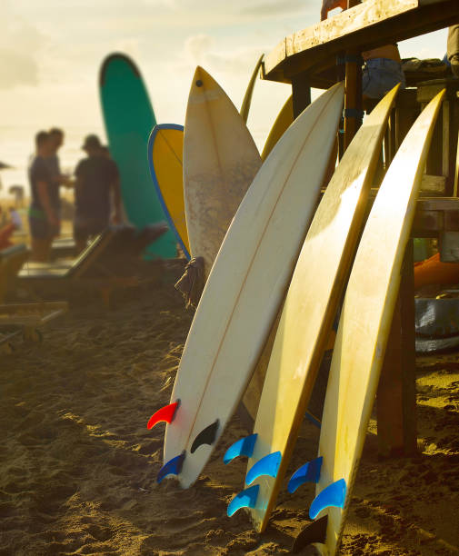 istock Beach surfers rental surfboards sunset 927845840