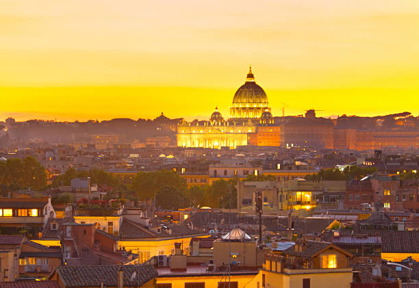 View of R St Peter Cathedral at twilight. Italy