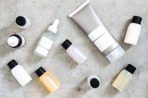 Beauty products minimlist flatlay