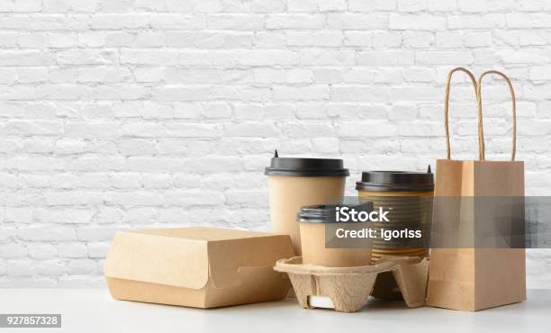 Fast Food And Drink Packaging Set Stock Photo - Download Image Now - Take Out Food, Packaging, Food