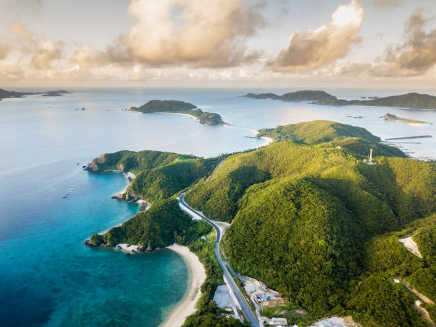 Tropical islands from above stock photo