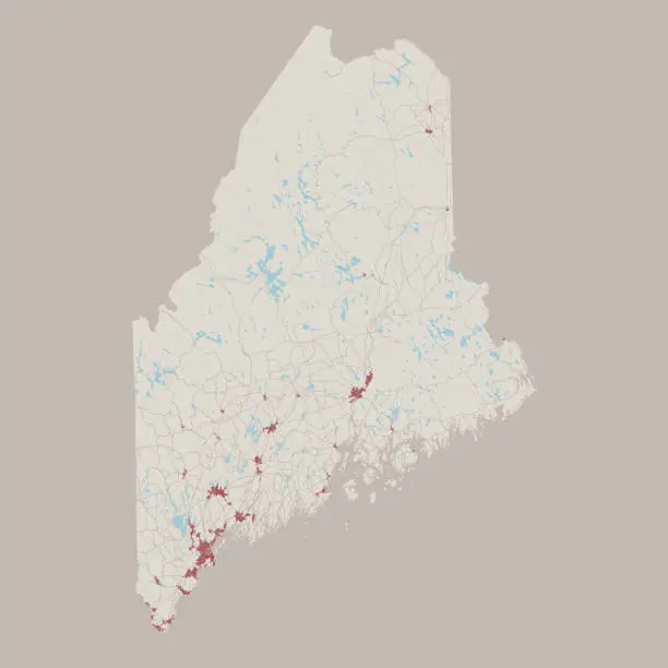 Vector illustration of Maine US State Road Map