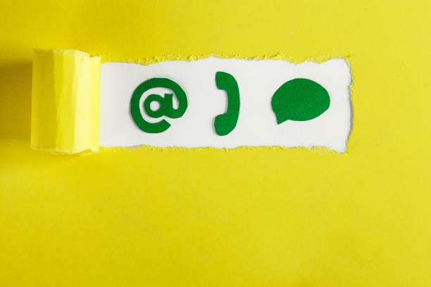 istock Contacts company - email symbol, phone and message on a yellow background. Feedback 927880134