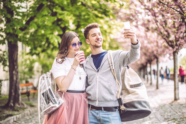 Young couple spending time together in the city