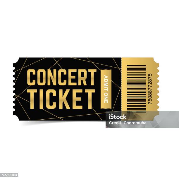 Biglietto Per Concerti Vettoriali - Immagini vettoriali stock e altre immagini di Biglietto - Biglietto, Oro - Metallo, Dorato - Colore descrittivo