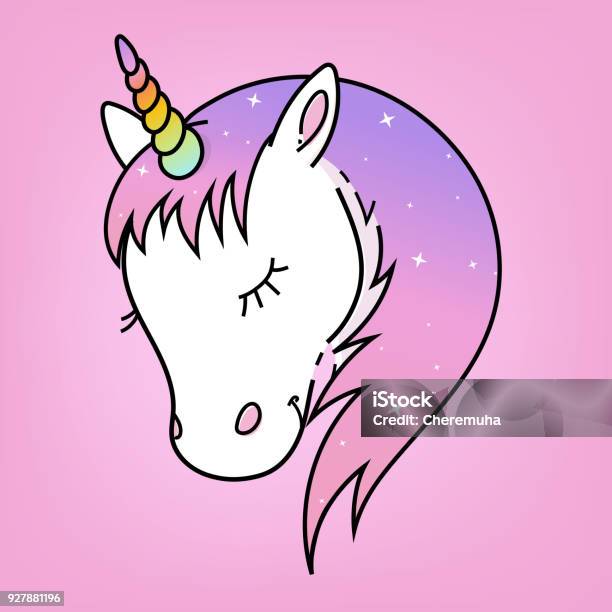 Ilustración de Unicornio Blanco Vector y más Vectores Libres de Derechos de Con cuernos - Con cuernos, Unicornio, Animal