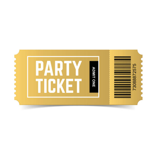 Vector golden party ticket. vector art illustration