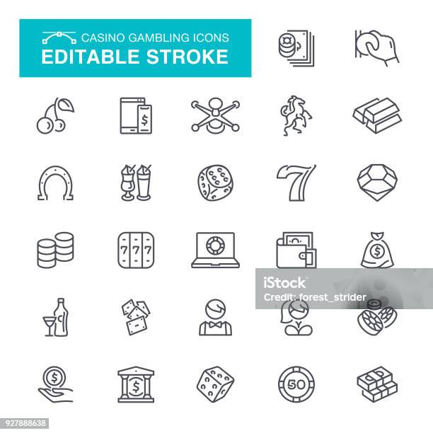 Casino Gambling Editable Stroke Icons Stock Illustration - Download Image Now - Icon Symbol, Gambling, Internet
