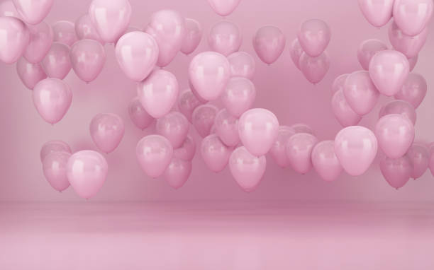 istock Pink party balloons background with pink background for valentine's day, 3d render 927892780