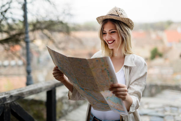 istock Happy female tourist sightseeing and exploring 927892962