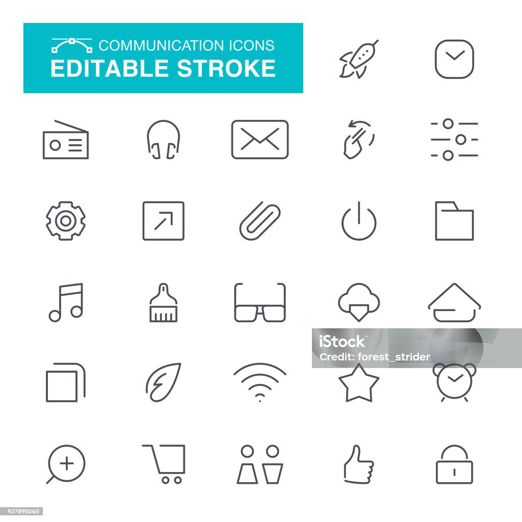 Communication Editable Stroke Icons Smartphone Communication UI Editable Stroke Icon Set Wireless Technology stock vector