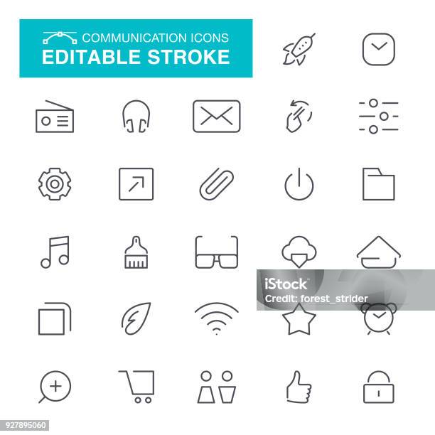 Communication Editable Stroke Icons Stock Illustration - Download Image Now - Wireless Technology, Icon Symbol, Music