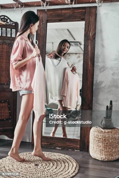 Hard Choice Stock Photo - Download Image Now - Women, Mirror - Object, One Woman Only