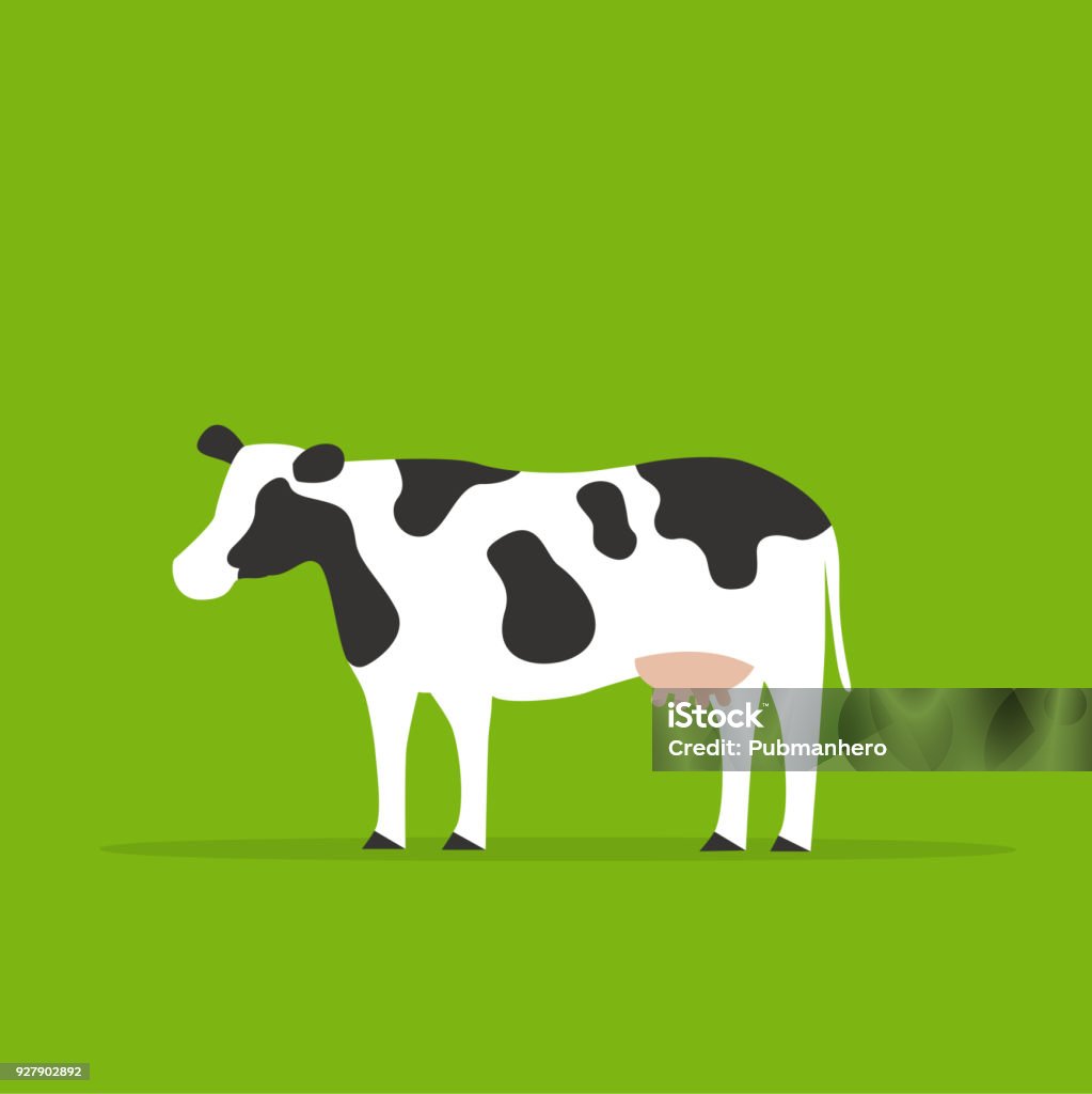 Une vache en fond vert. - clipart vectoriel de Vache libre de droits