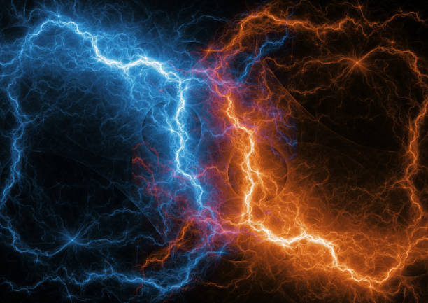 istock Fire and ice fractal lightning, plasma and energy lightning 927902906