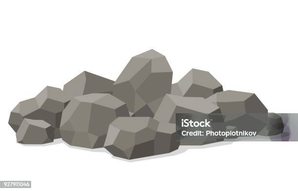 Rocks And Stones Piled Isolated On White Background Stones And Rocks In Isometric 3d Flat Style Different Boulders Vector Illustration Stock Illustration - Download Image Now
