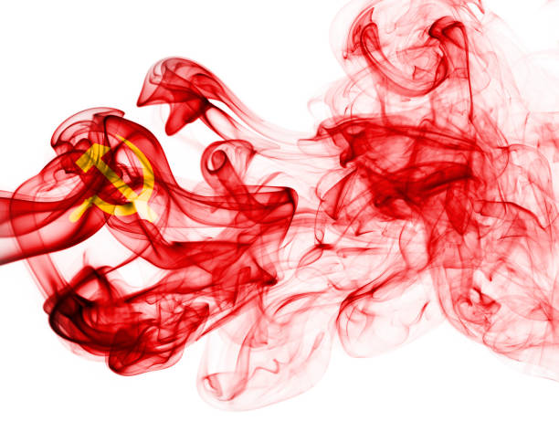 istock Communist national smoke flag 927924510
