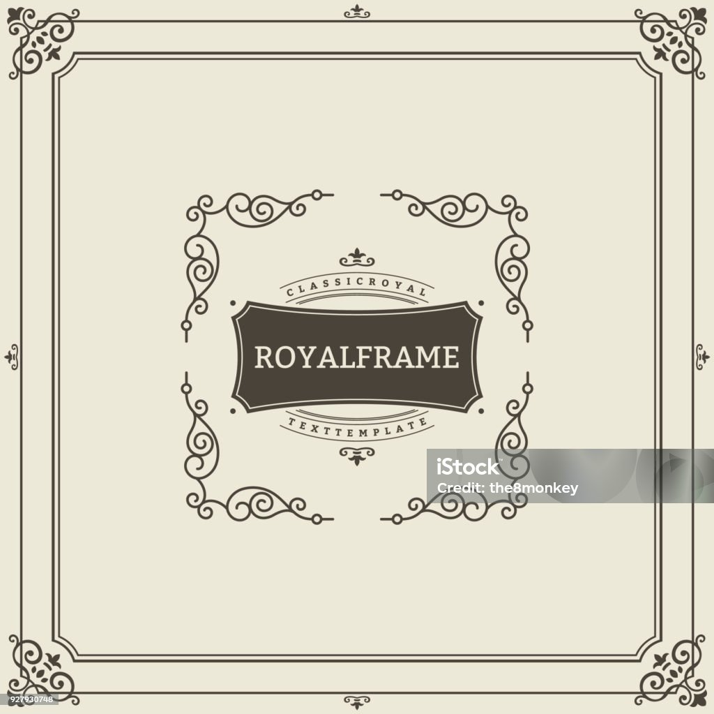 Modelo de design do convite do ornamento. Vector floresce caligráfico quadro vintage. Bom para o luxo, marca boutique, loja de casamento, hotel sinal - Vetor de Arabesco - Estilo royalty-free