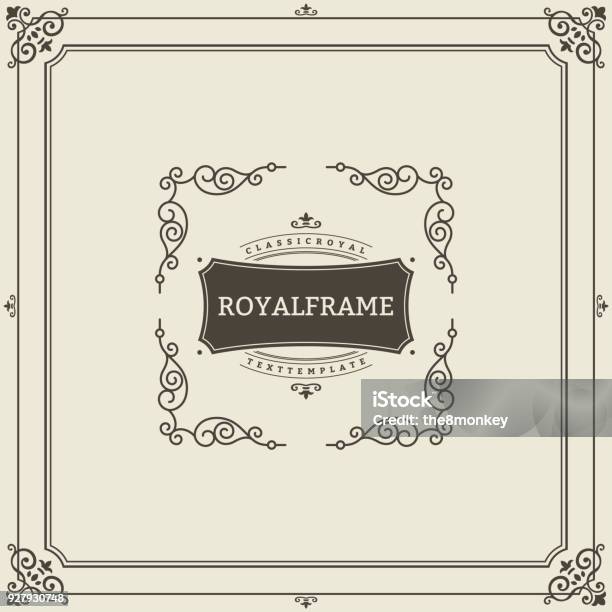 Ornament Design Invitation Template Vector Flourishes Calligraphic Vintage Frame Good For Luxury Boutique Brand Wedding Shop Hotel Sign Stock Illustration - Download Image Now