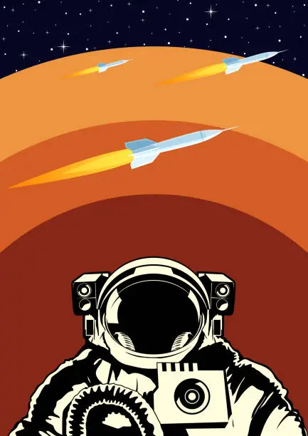 Vector illustration of Martian colonist poster
