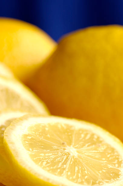 Lemons on blue stock photo